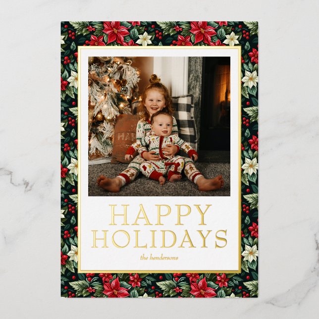 Happy Holidays Photo Real Gold (Front)