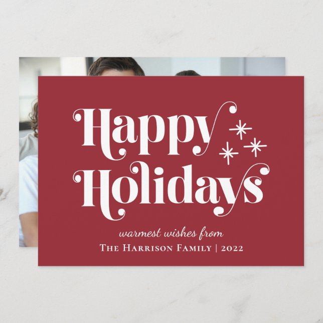 Happy Holidays Photo Red (Front/Back)