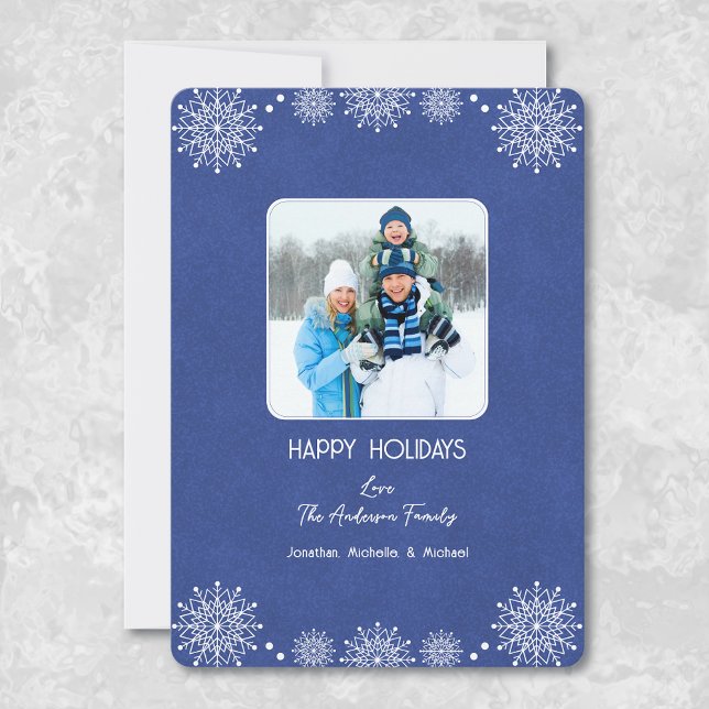 Happy Holidays Photo Snowflake Flat Holiday Card (Creator Uploaded)