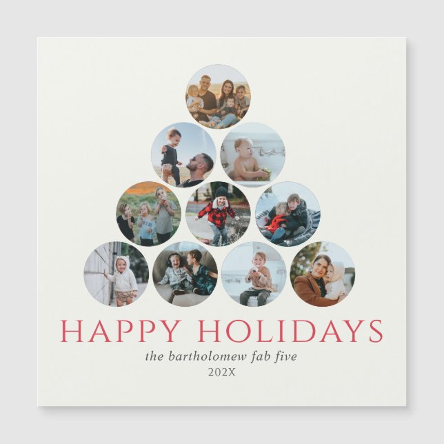 Happy Holidays Photo Ten Red Refrigerator Magnet (Front)