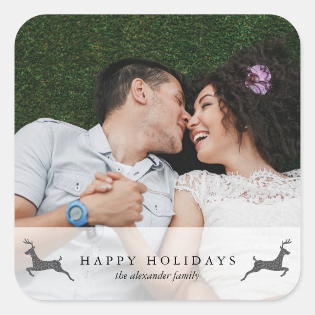 Happy Holidays Photo with Deer Sticker (Front)