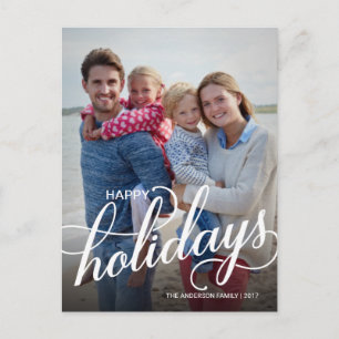 Happy Holidays Photo with Handwritten Overlay Holiday Postcard