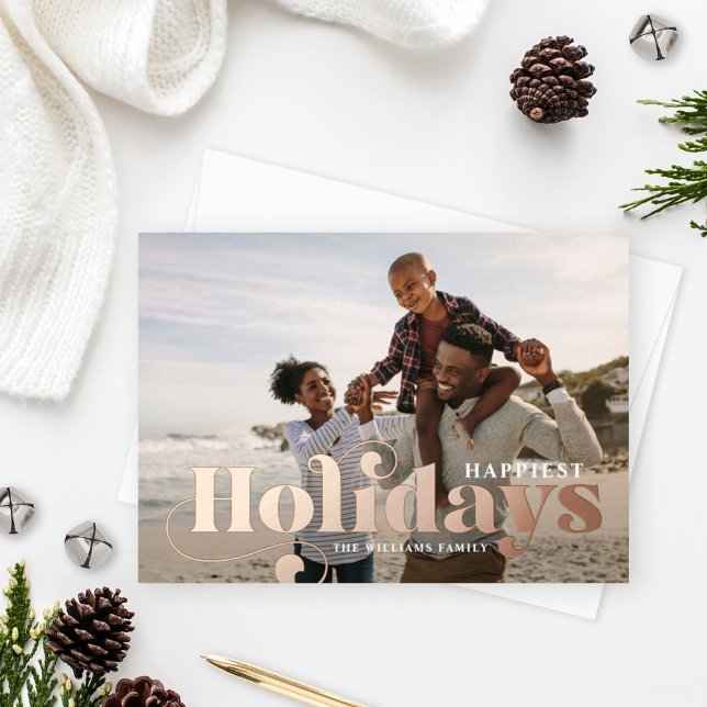 Happy Holidays Photo with Stylish Rose Gold Text (Creator Uploaded)