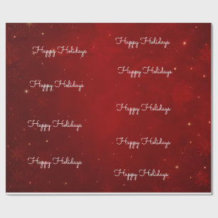 Happy Holidays Plaid Crimson Christmas Wrapping Paper