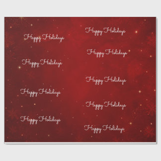 Happy Holidays Plaid Crimson Christmas Wrapping Paper