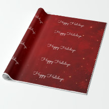 Happy Holidays Plaid Crimson Christmas