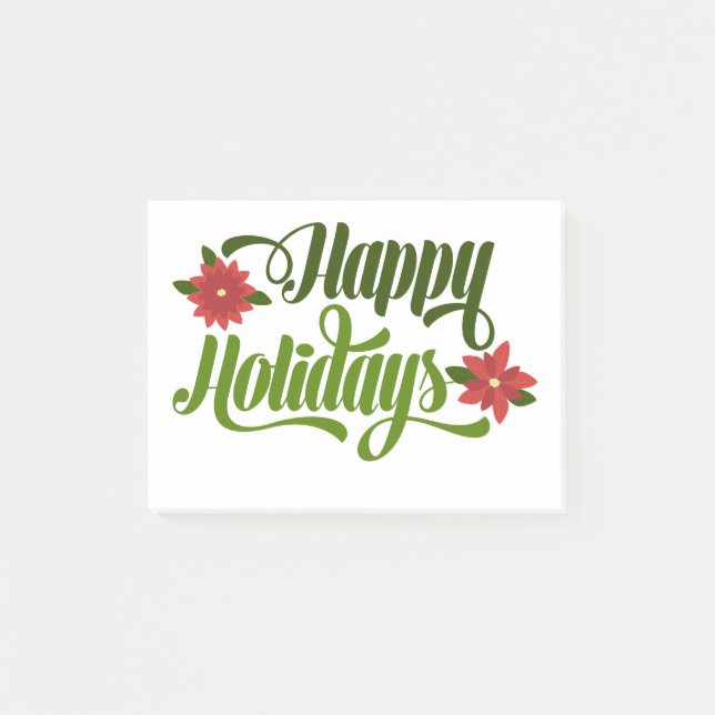 Happy Holidays Poinsettia Post It Notes (Front)