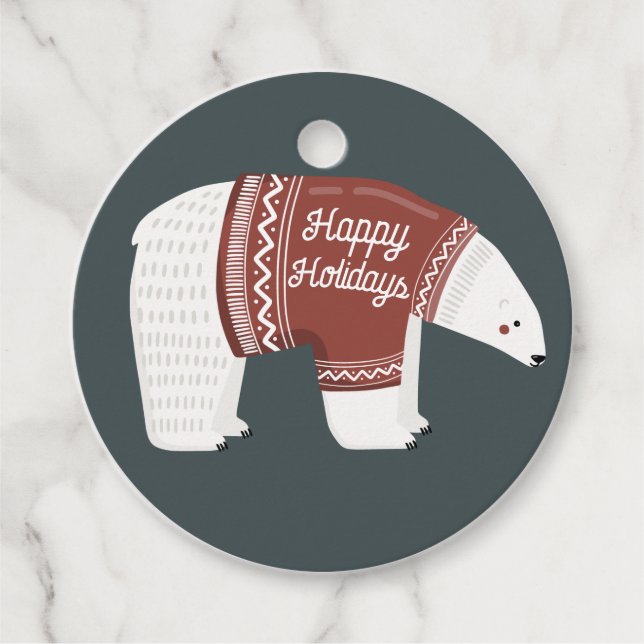 Happy Holidays Polar Bear  Favour Tags (Front)