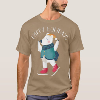 Happy Holidays Polar Bear Ice Skating Christmas An T-Shirt