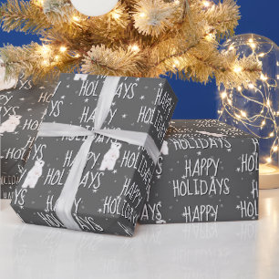 Happy Holidays Polar Bear On Stars Wrapping Paper