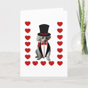 Happy Holidays Poodle Tuxedo Folded Note Card