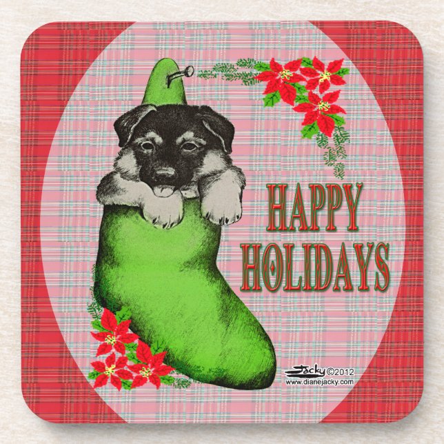 Happy Holidays Puppy Coaster (Front)