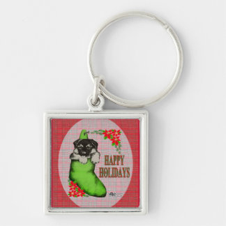 Happy Holidays Puppy Key Ring