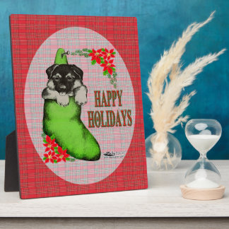 Happy Holidays Puppy Plaque