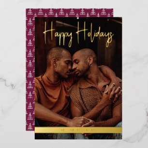 Happy Holidays Purple Modern Calligraphy Christmas