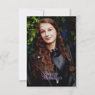 Happy Holidays Purple Space Galaxy Typography Card