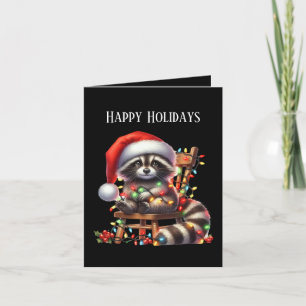 Happy Holidays racoon add message Holiday Card