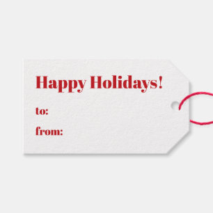 Happy Holidays red and white to from minimalist Gift Tags