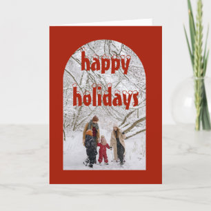 Happy holidays red arch frame Christmas card 
