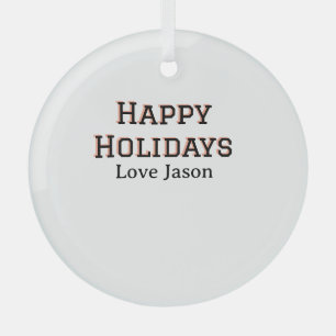Happy holidays red black love add name family gift glass tree decoration