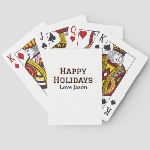 Happy holidays red black love add name family gift playing cards