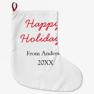 Happy holidays red black love family name yearChri Large Christmas Stocking