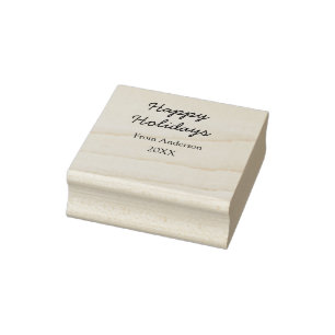 Happy holidays red black love family name yearChri Rubber Stamp