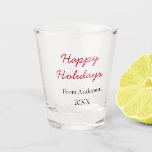 Happy holidays red black love family name yearChri Shot Glass