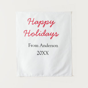 Happy holidays red black love family name yearChri Tapestry
