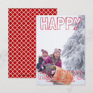 Happy Holidays Red Block - 3x5 Christmas Card
