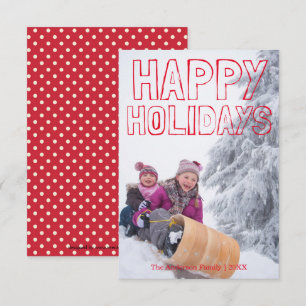 Happy Holidays Red Block - 3x5 Christmas Card
