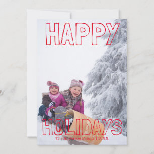 Happy Holidays Red Block - Christmas Card