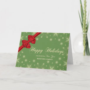 Happy Holidays,Red Bow , Corporate Greeting Holiday Card