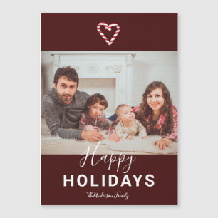 Happy Holidays Red Candy Cane Family Photo Modern