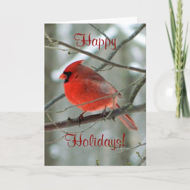 Happy Holidays (Red Cardinal) Card (Front)