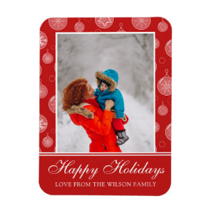 Happy Holidays Red Christmas Decorations Photo Magnet