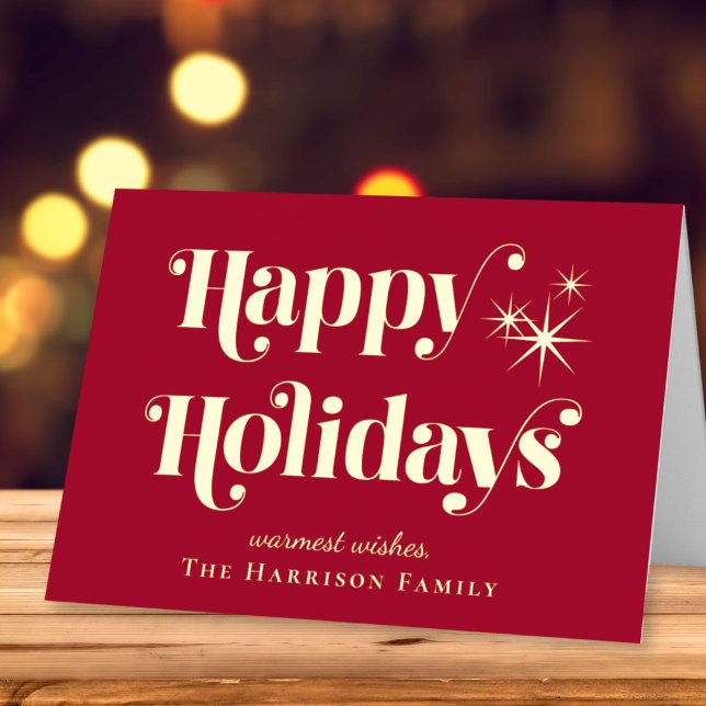 Happy Holidays Red Christmas Foil Holiday Card (Creator Uploaded)