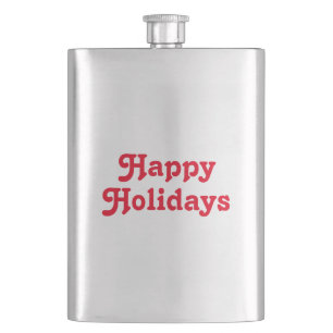 "Happy Holidays" red Christmas Holiday Hip Flask