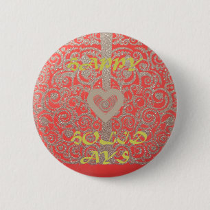 Happy Holidays Red Glitter heart design 6 Cm Round Badge