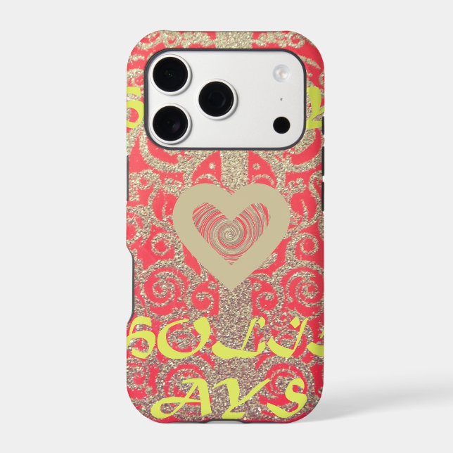 Happy Holidays Red Glitter heart design Colours (Back)