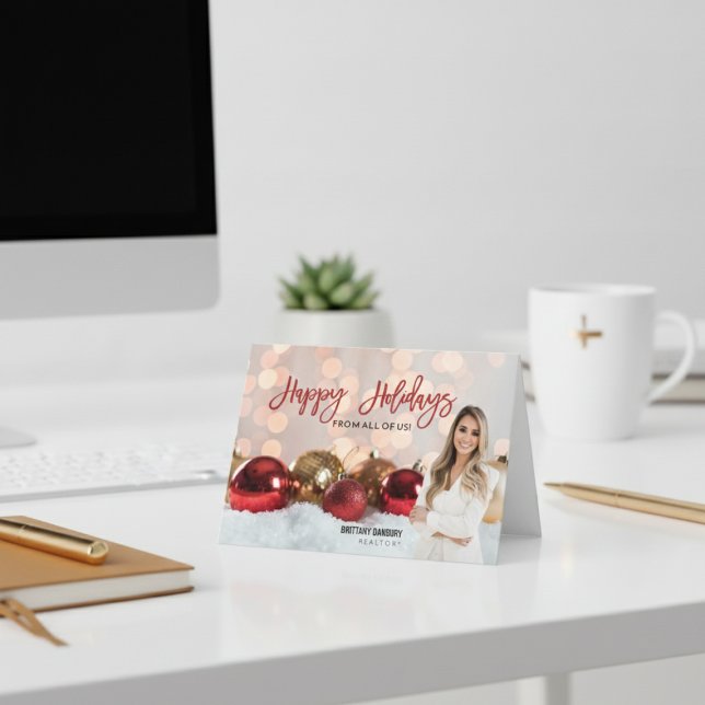 Happy Holidays Red Gold Real Estate Realtor Photo Holiday Card (Happy Holidays Red Gold Real Estate Realtor Photo Holiday Card
)