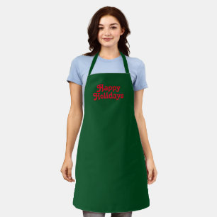"Happy Holidays" red green Christmas Holiday Apron