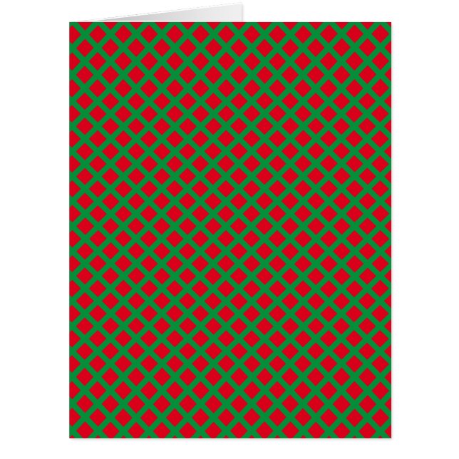 Happy Holidays! Red green diamond pattern card (Front)