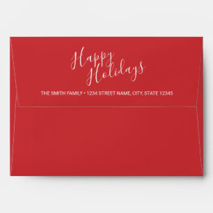 'Happy Holidays' Red Holiday Greeting Card Envelope