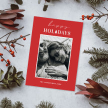 Happy Holidays | Red Minimalist Christmas Photo