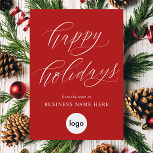 Happy Holidays Red Modern Business Holiday Card