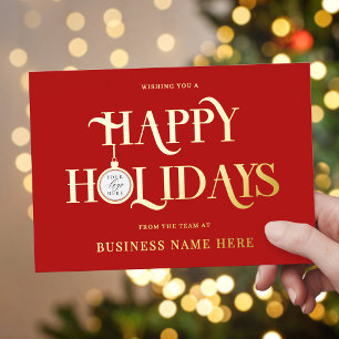 Happy Holidays Red Modern Logo Business