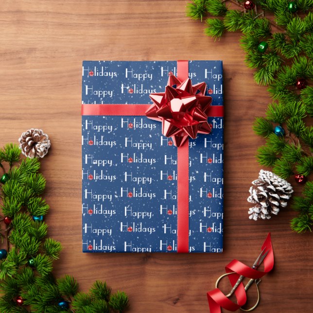 Happy Holidays Red Ornaments   Wrapping Paper (Holiday Gift)