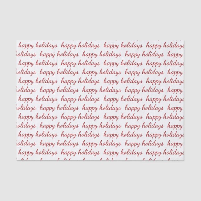 Happy Holidays Red Script Typography Tissue Paper (Front)