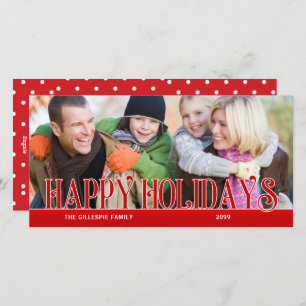 Happy Holidays Red Simplicity Family Photo Holiday Card
